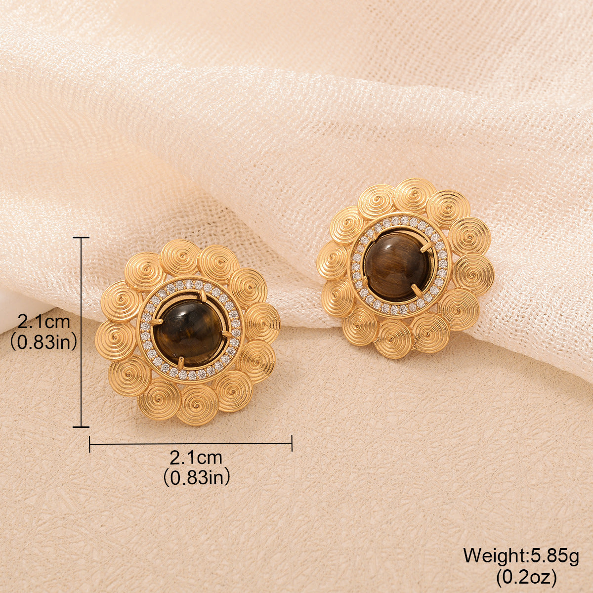 Natural Tiger Eye Drop Earrings - S925 Silver Needle Maillard Style Retro Lever-Back Earrings for Women