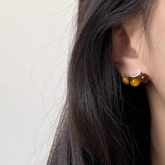 Natural Tiger Eye Stone Lever-Back Earrings - Brown Maillard Style Geometric Dangles for Round & Square Faces
