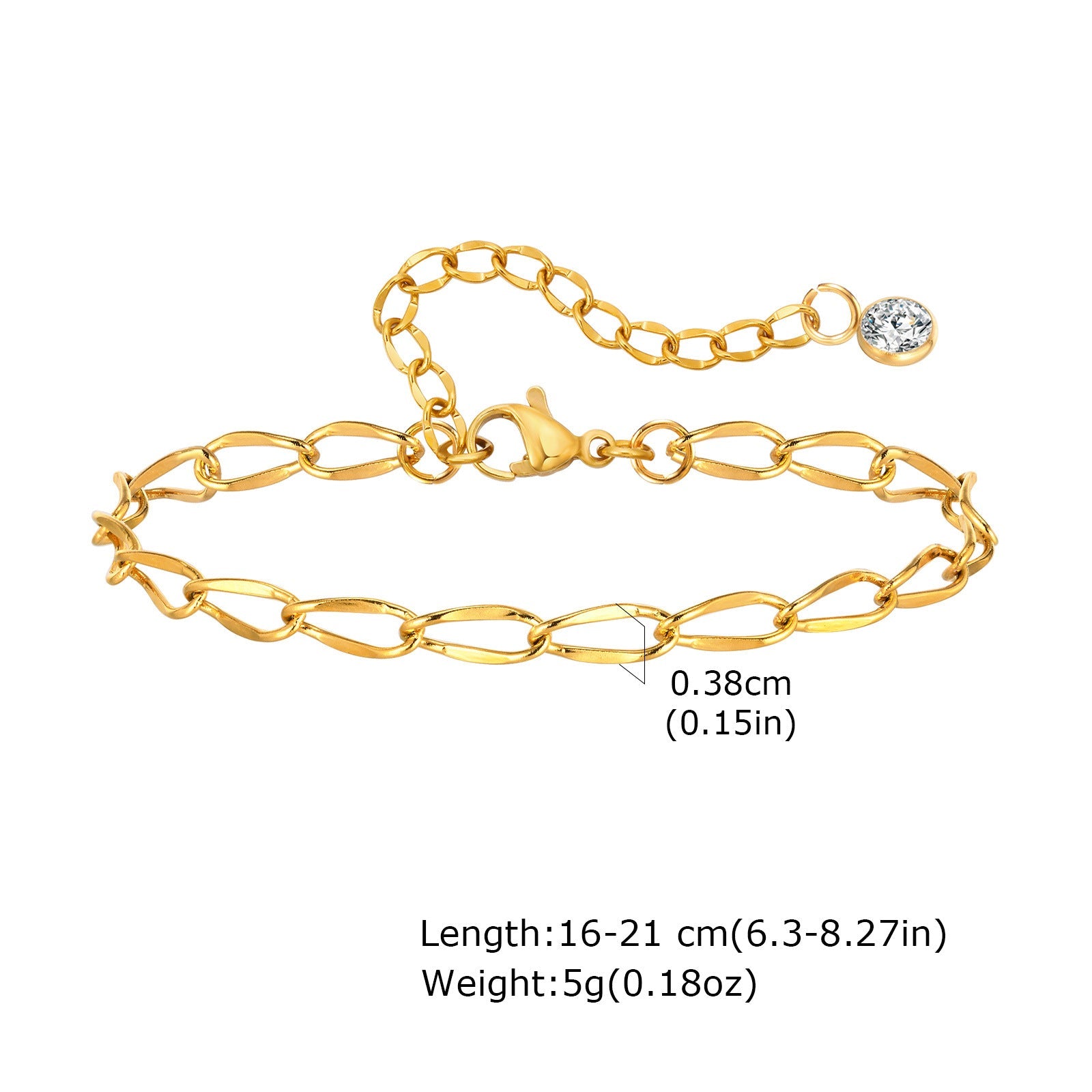 Minimalist Stainless Steel Link Bracelet – Waterproof 18K Gold Plated Basic Chain, Versatile Stackable Hand Jewelry for Women by Huanmu