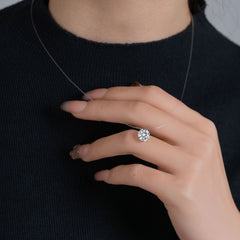 S925 Sterling Silver "Mermaid Tears" Moissanite Necklace – Invisible Fishing Line Floating Pendant, D-Color Moissanite Clavicle Chain, Niche Ethereal Jewelry for Women