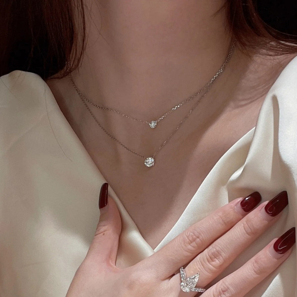 1ct Moissanite Solitaire Necklace – S925 Sterling Silver 4-Prong Pendant Clavicle Chain for Women