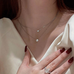 1ct Moissanite Solitaire Necklace – S925 Sterling Silver 4-Prong Pendant Clavicle Chain for Women