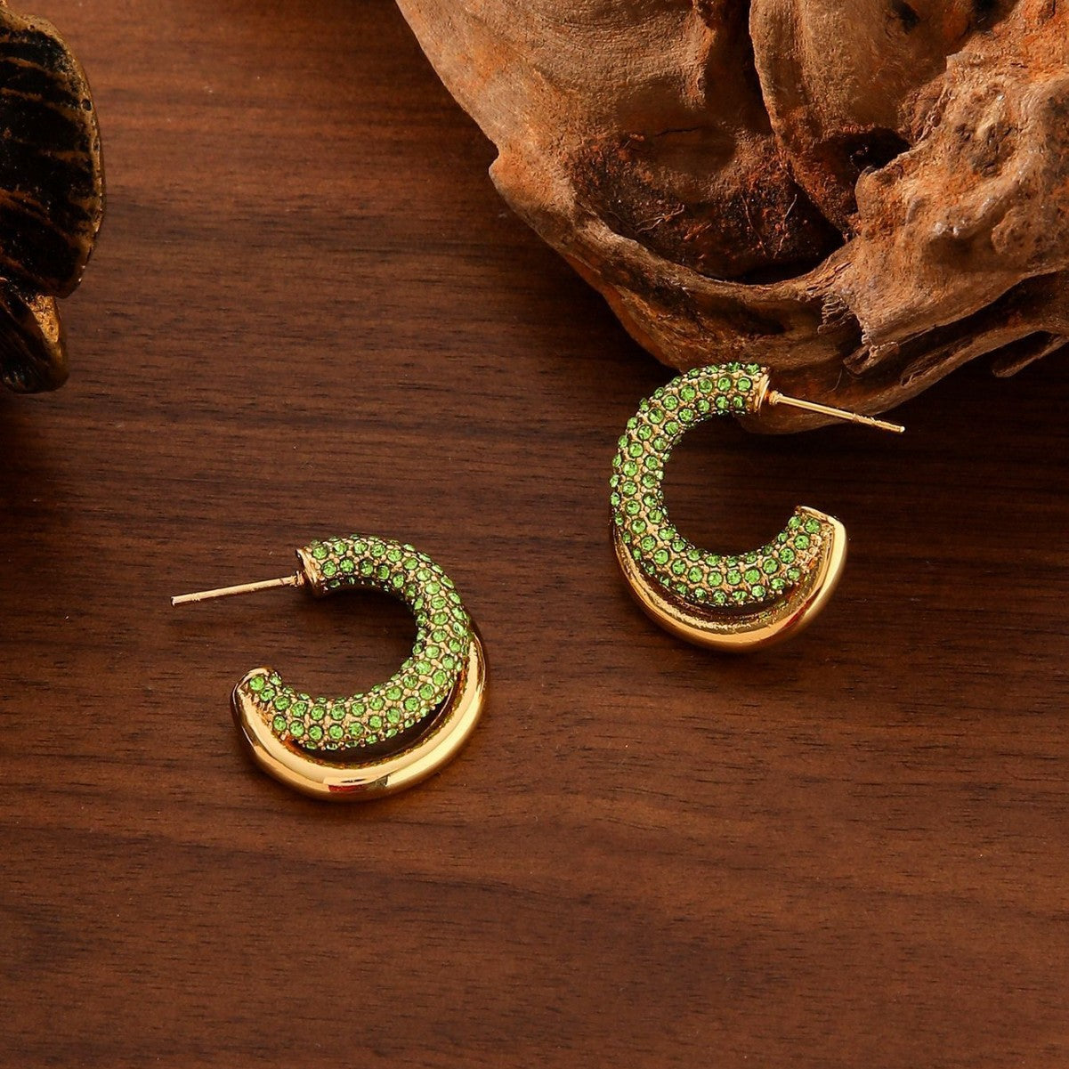 Luxury C-Shaped Zircon Earrings - 18K Gold Plated Titanium Steel Hoops - Tarnish-Proof High-End Geometric Jewelry for Women