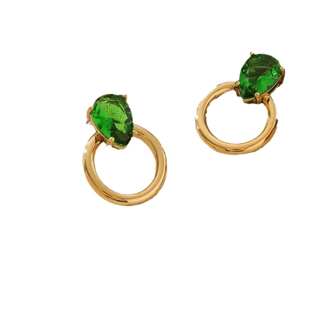 Colorful Zircon Water Drop Earrings - 18K Gold Plated Titanium Steel - Elegant OL Style Chic Teardrop Studs - Tarnish-Proof Luxury Jewelry