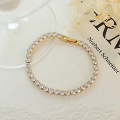 European & American "Cold Style" Full Zircon Bracelet – 18K Real Gold Plated Titanium Steel, Ins-Style Light Luxury Claw Buckle Jewelry