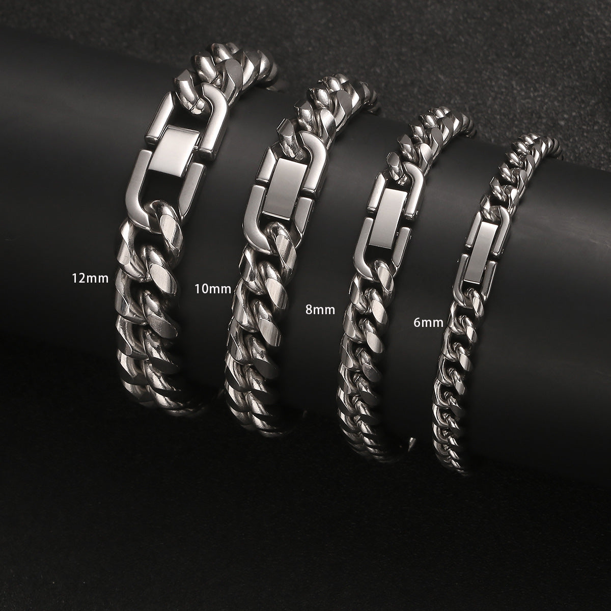 Heavyweight Titanium Steel Cuban Link Necklace – 360° Round Grinding Tightly Encrypted Chain, Hip-Hop Streetwear Jewelry with Industrial Security Buckle for Men