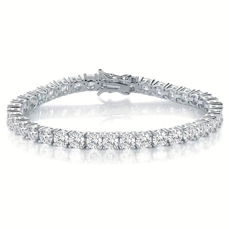 Classic 18K Gold Electroplated Zircon High-End Tennis Bracelet Full Of Diamonds Personalized Fashion Trend European And American Hip-Hop Style New