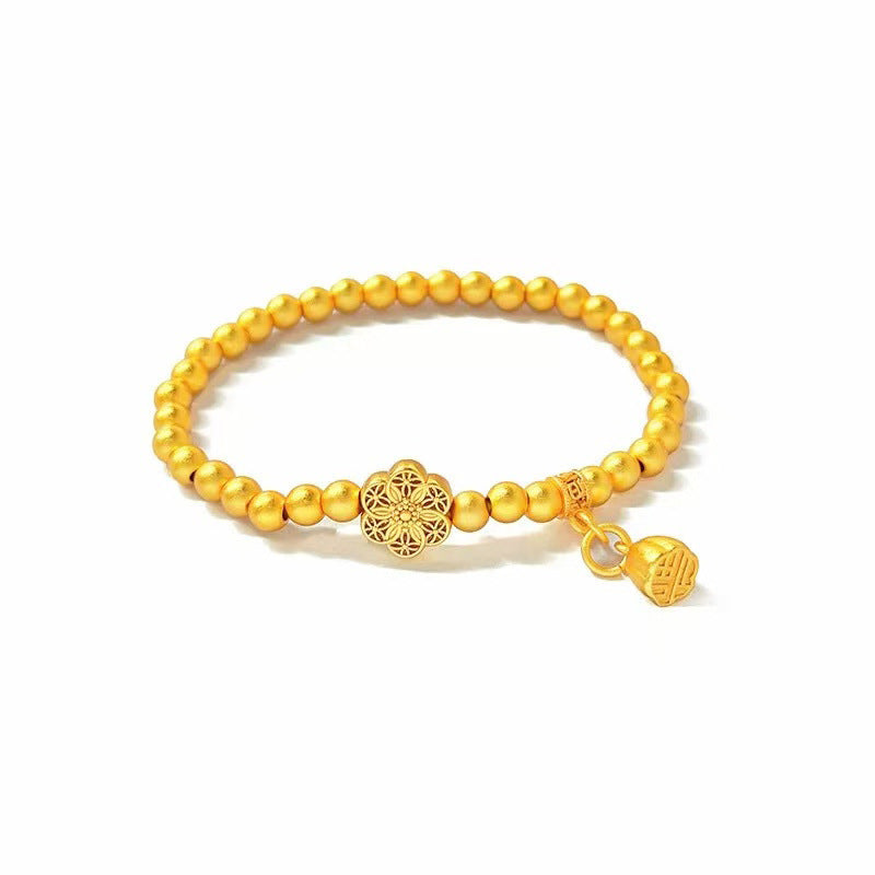 Ancient Method Inherited Golden Lotus Six-Phase Flower Bracelet Retro Transfer Bead Silk Lotus Pod Bracelet