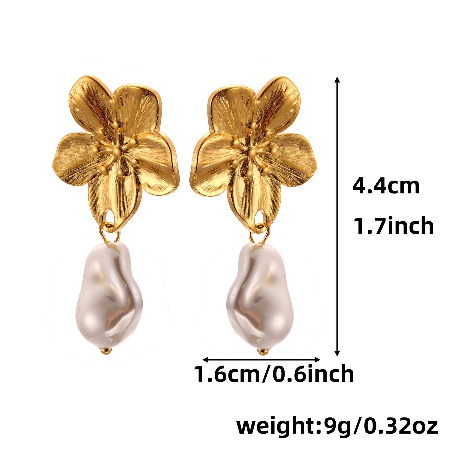 New Four-Leaf Clover Petal Studs - 18K Gold Plated "Light Luxury" Floral Earrings - Versatile High-End Ear Hole Support Earrings