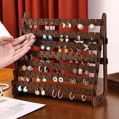 7-Tier Walnut Earring Organizer Stand – Large Capacity Wooden Jewelry Display with Detachable Tiers for Live Streaming & Boutique Storage