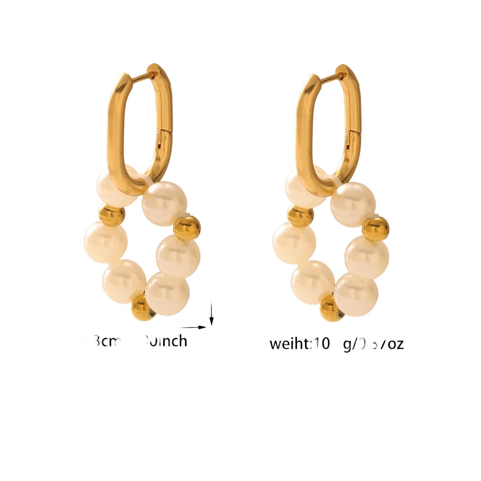 18K Gold Plated Stainless Steel Pearl Chain Earrings - Versatile Back-Hanging Dangle Earrings for Women