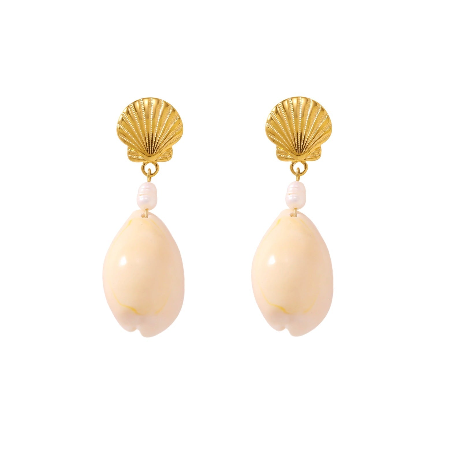 6-Pair Ocean Shell & Scallop Earring Set - Gold Plated Creative Conch & Sea Life Studs for Women