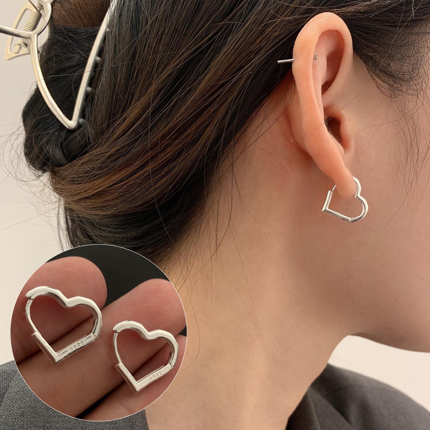 French Retro Gold Hoop Earrings - S925 Silver Needle Minimalist Thick Hoops - 18K Gold Plated Niche Design High-End Earrings for Women