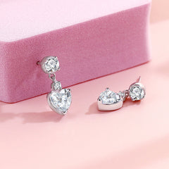 S925 Sterling Silver Heart Stud Earrings - 5A Cubic Zirconia Dainty Love Studs - Hypoallergenic Minimalist Sparkling Jewelry for Daily Wear