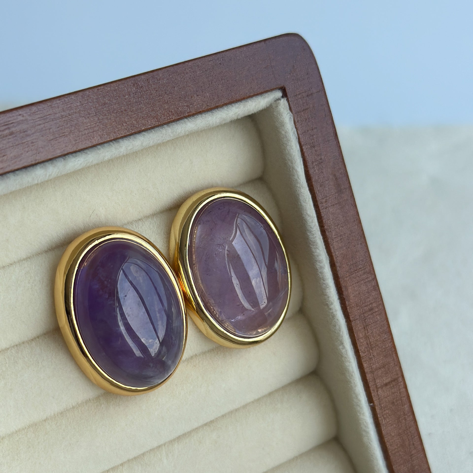 Natural Amethyst Drop Earrings in S925 Sterling Silver - Vintage Oval Purple Crystal Dangles for Women