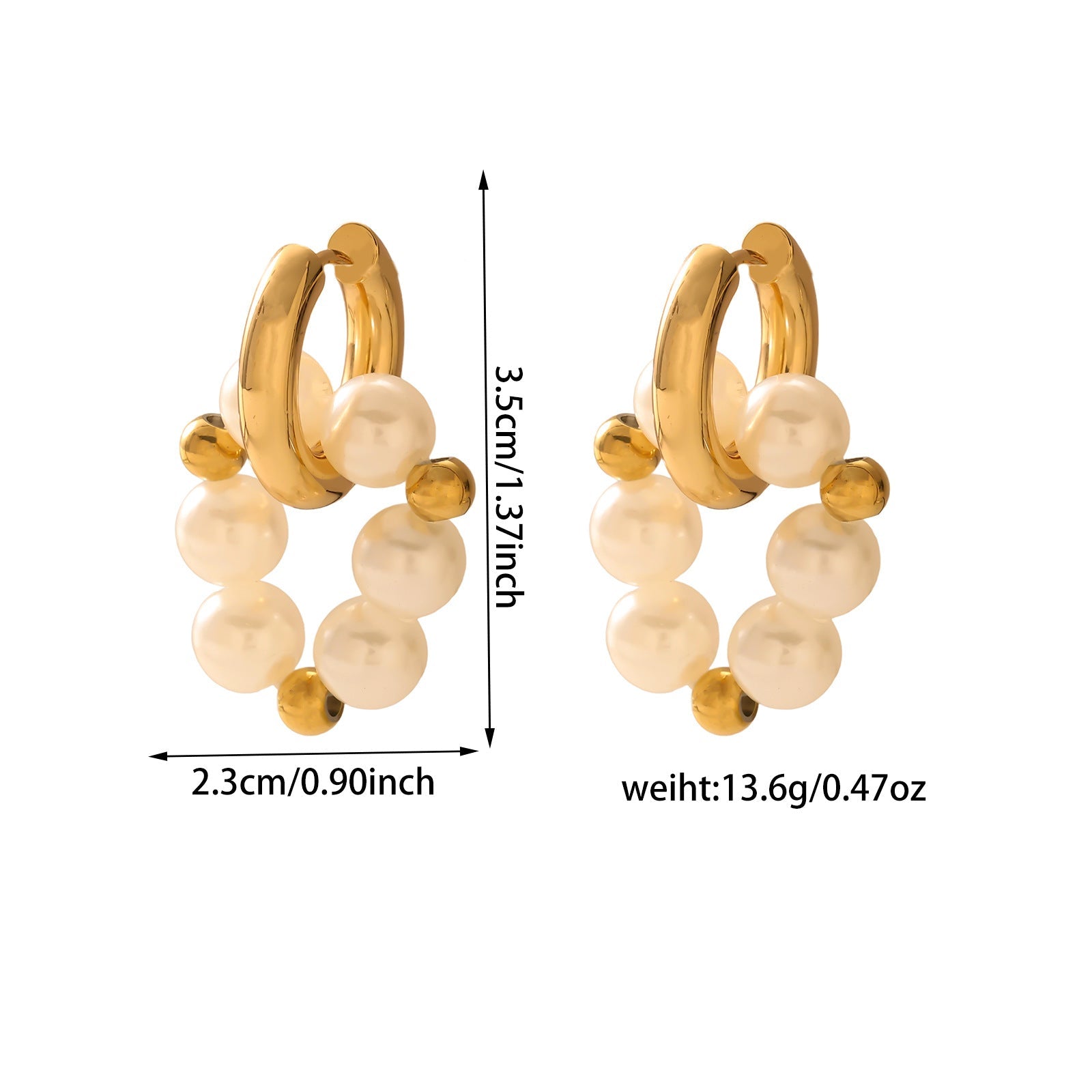 18K Gold Plated Stainless Steel Pearl Chain Earrings - Versatile Back-Hanging Dangle Earrings for Women