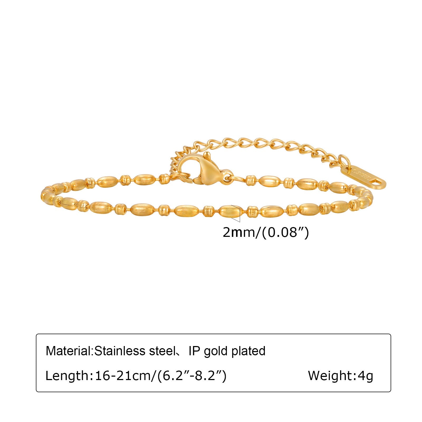 Minimalist Stainless Steel Link Bracelet – Waterproof 18K Gold Plated Basic Chain, Versatile Stackable Hand Jewelry for Women by Huanmu