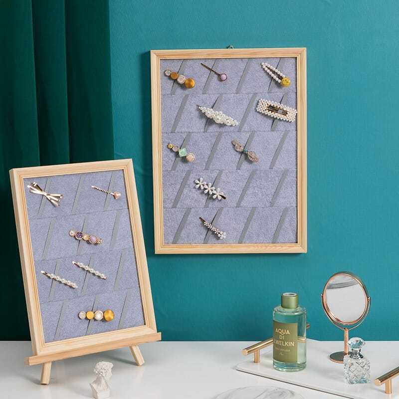Wall-Mounted Jewelry & Hairpin Display Board - Multi-Functional Headwear Organizer Frame - Aesthetic Earring, Necklace, and Hair Accessory Storage Rack for Home Decor