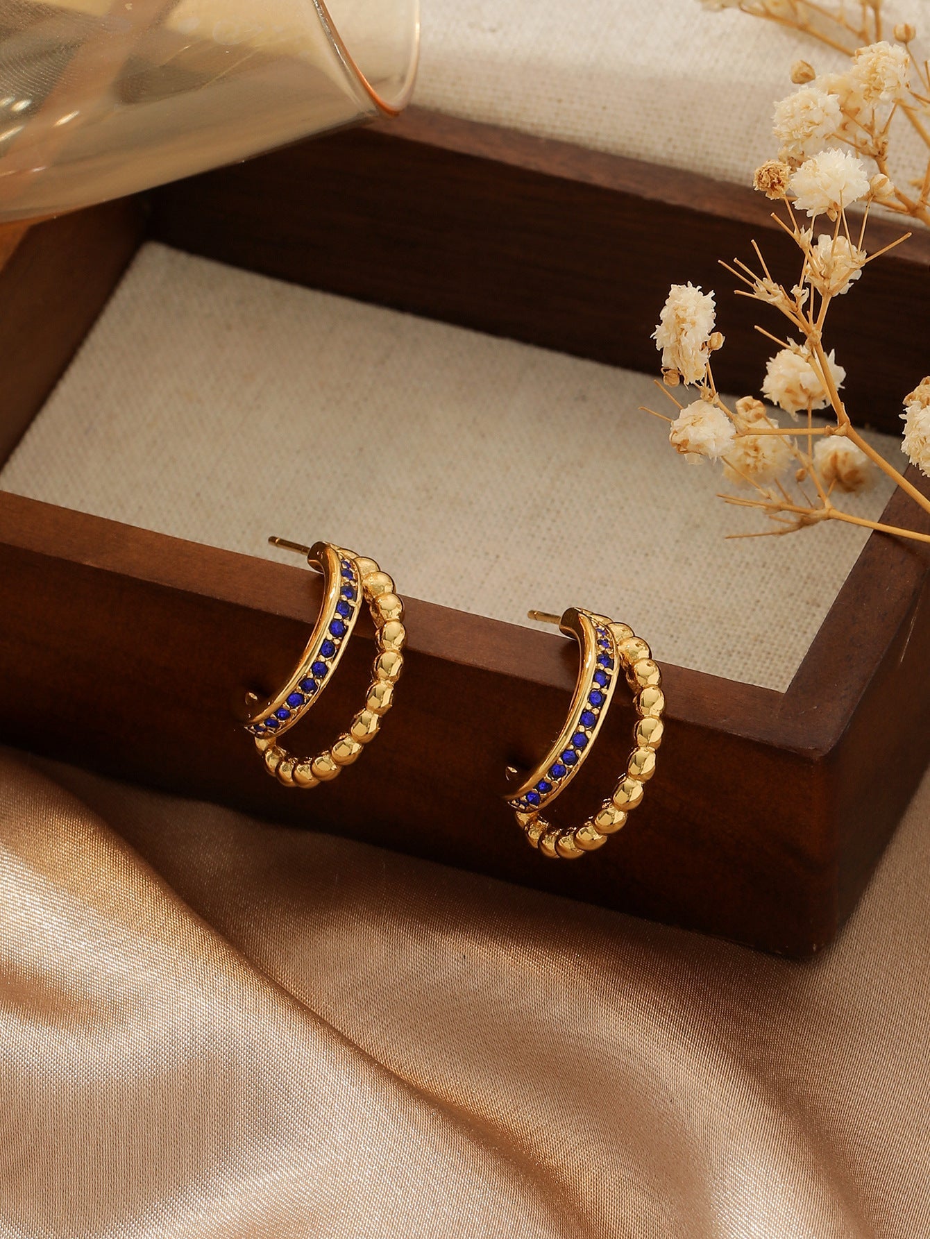 Double-Row Zircon C-Hoop Earrings - 18K Gold Plated 316L Stainless Steel - Tarnish-Proof Double-Row Diamond Titanium Hoops - Chic European Style