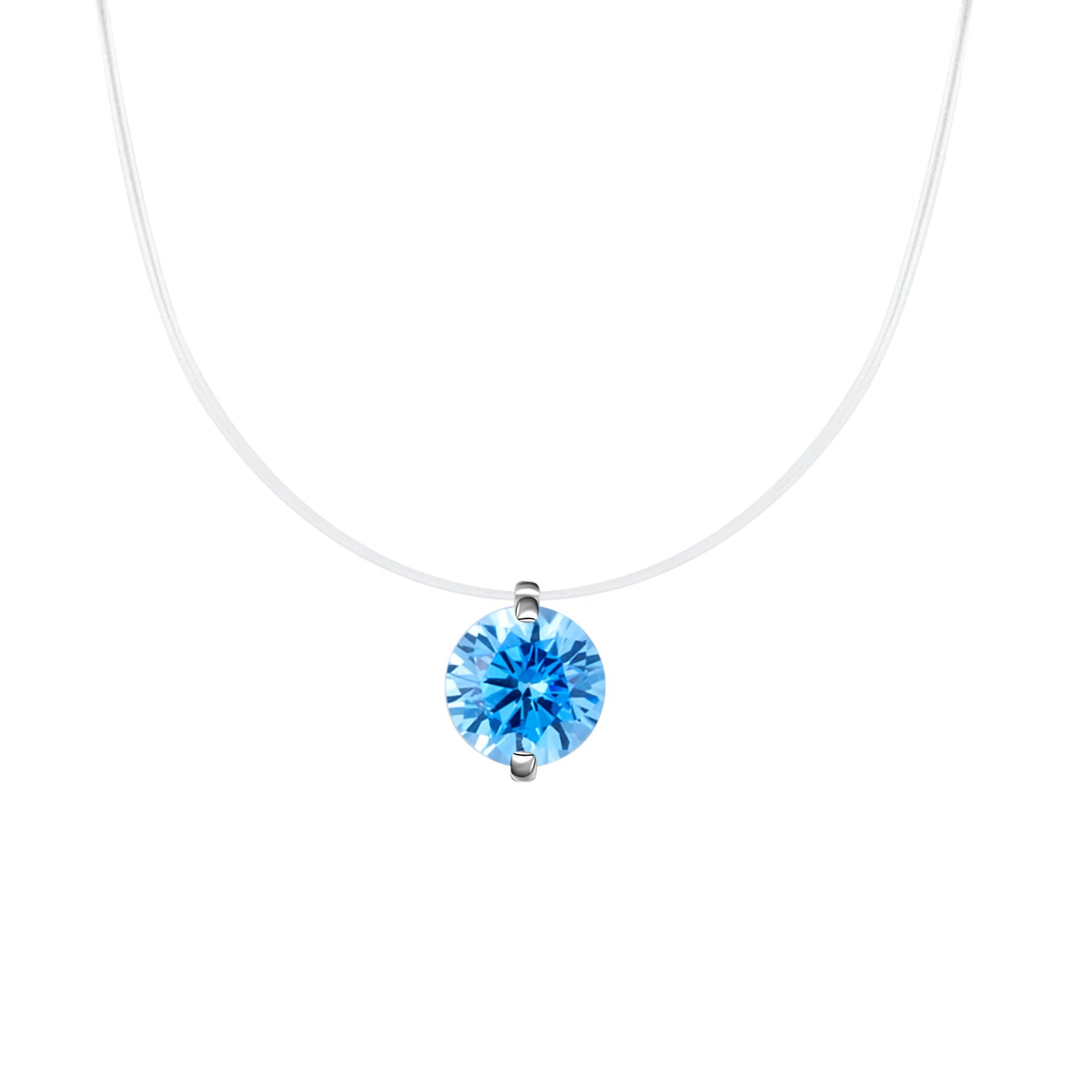 S925 Sterling Silver "Mermaid Tears" Moissanite Necklace – Invisible Fishing Line Floating Pendant, D-Color Moissanite Clavicle Chain, Niche Ethereal Jewelry for Women