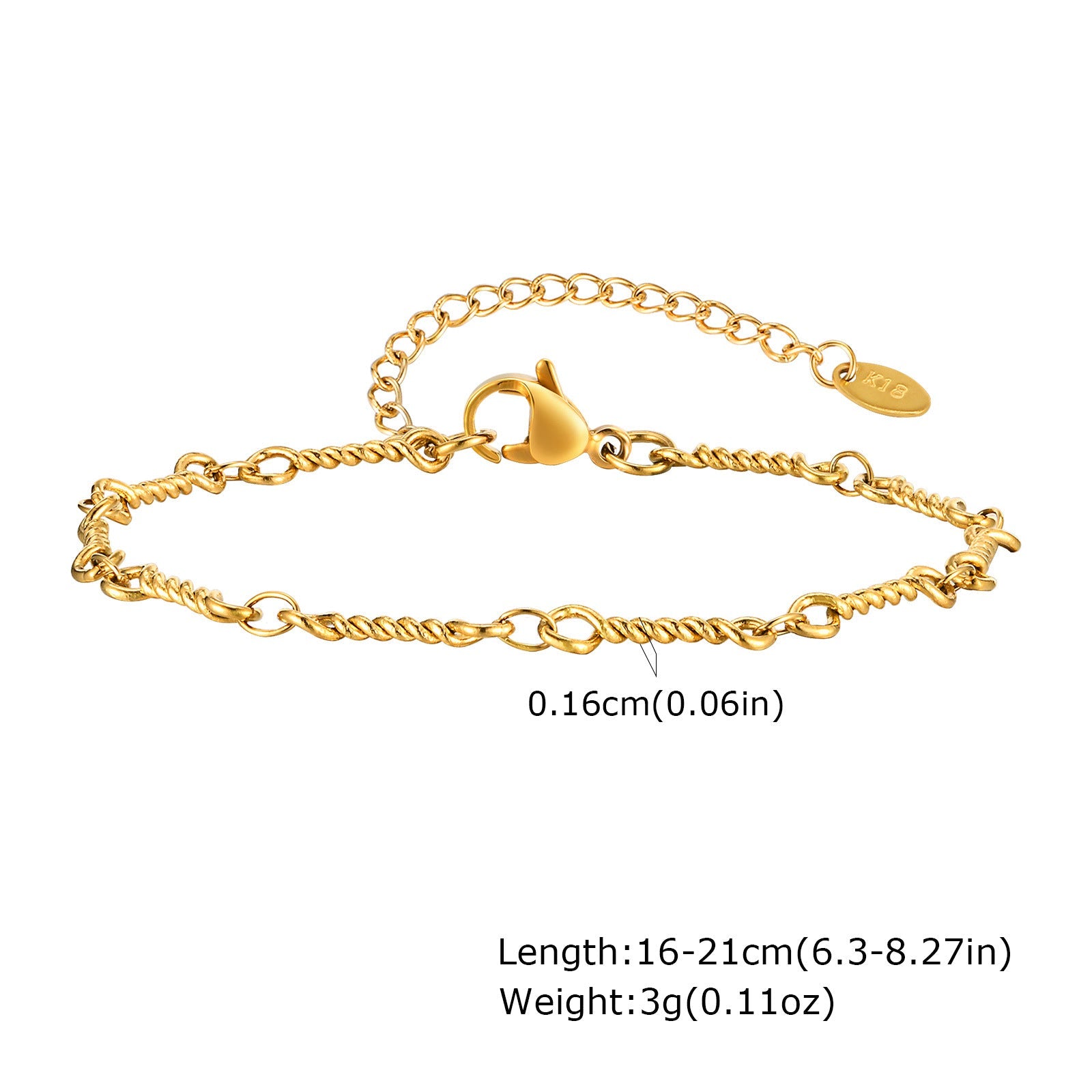Minimalist Stainless Steel Link Bracelet – Waterproof 18K Gold Plated Basic Chain, Versatile Stackable Hand Jewelry for Women by Huanmu