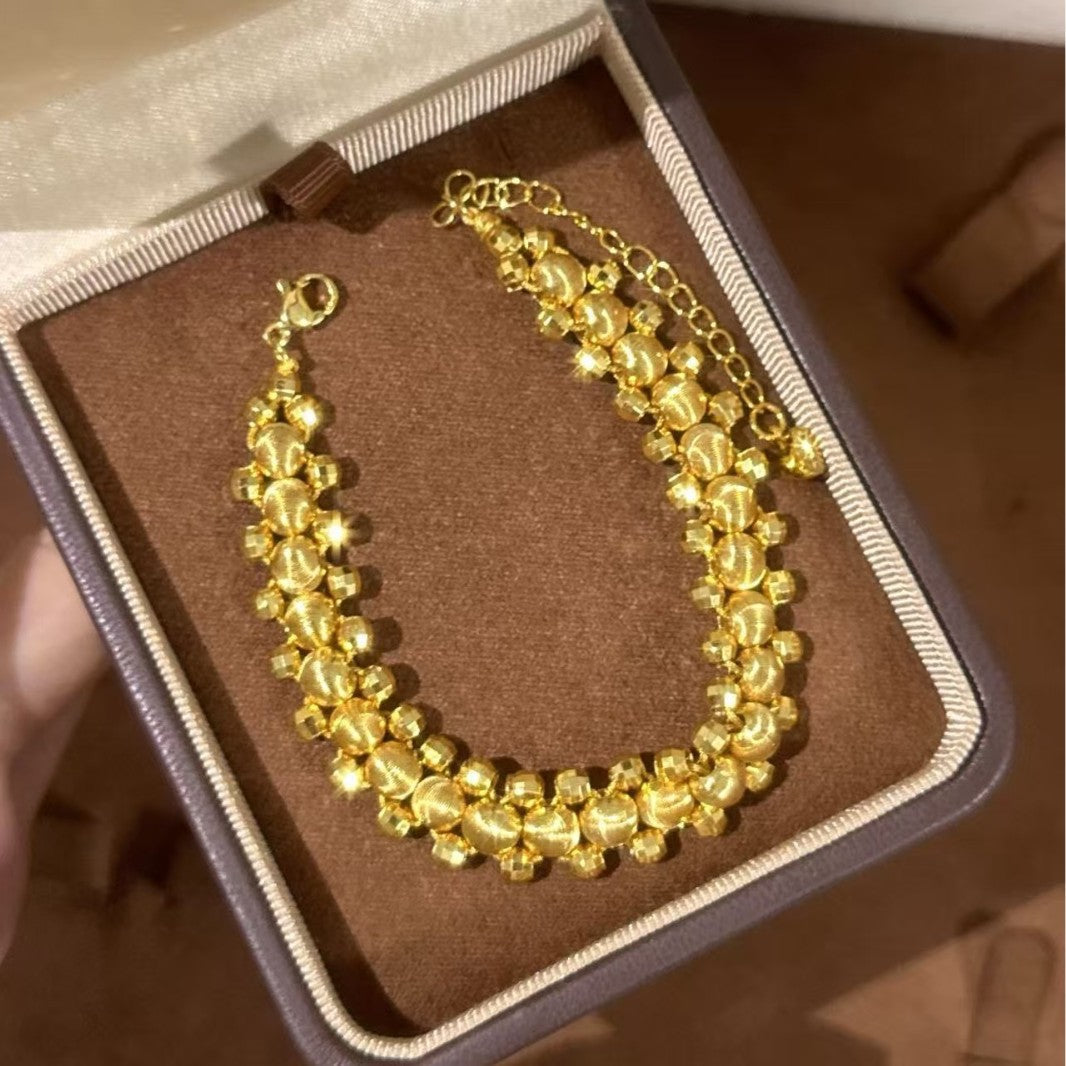 Alluvial Gold Explosive Cat Eye Transfer Bead Braided Bracelet For Women 2025 Popular Alluvial Gold Bracelet Fashionable And Versatile High-End