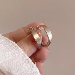 S925 Sterling Silver Geometric Stud Earrings - Matte Gold Finished Minimalist Jewelry for Women