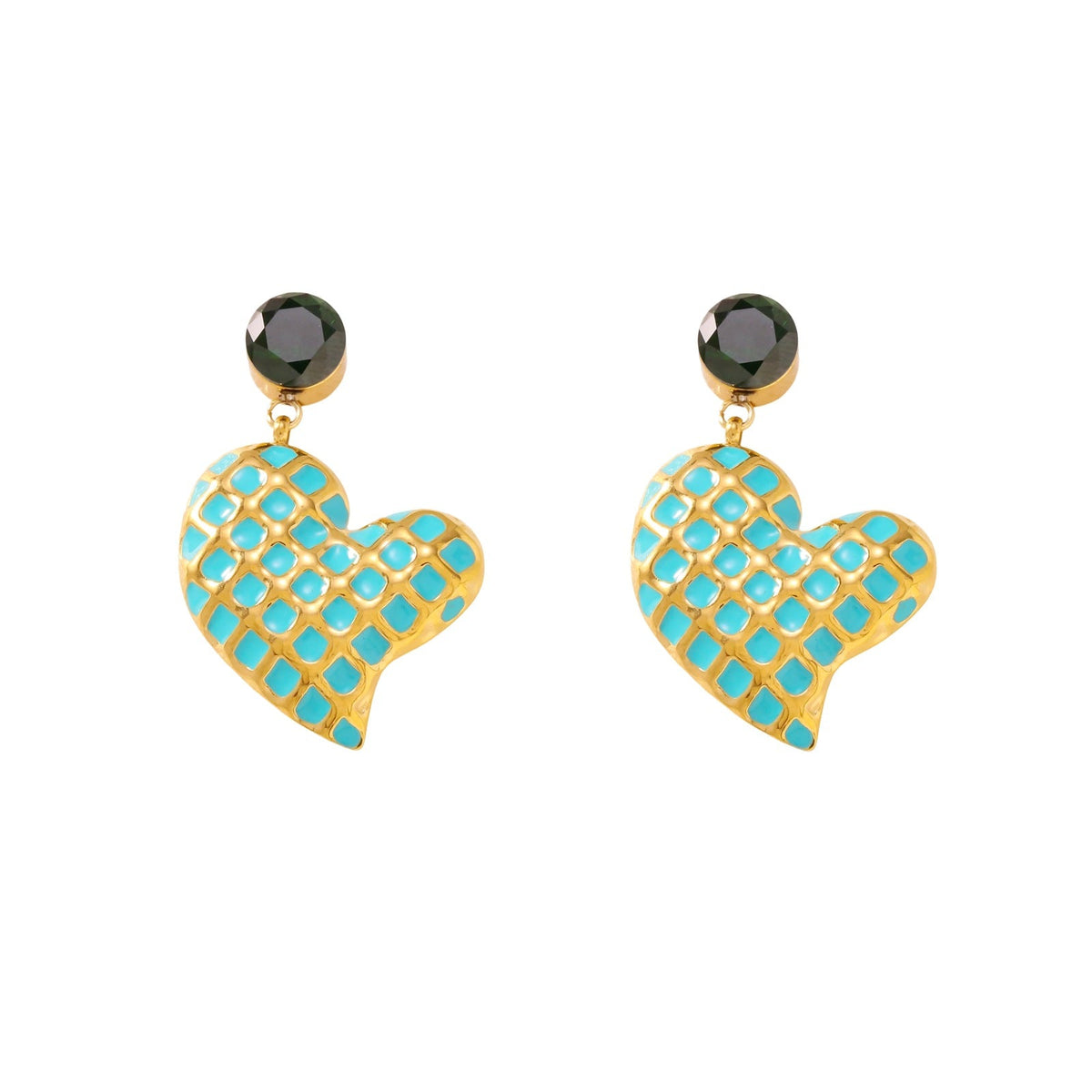 Stainless Steel Green Charm Hoop Earrings - 18K Gold Plated Sun, Heart & Rose Dangle Earrings for Women