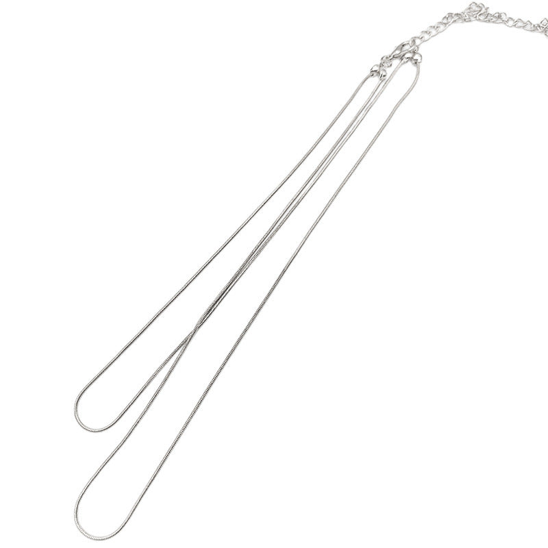 Double-Layer Snake Bone Chain Necklace – 18K Gold Plated Minimalist Stacked Clavicle Chain, Niche Design Jewelry for Women