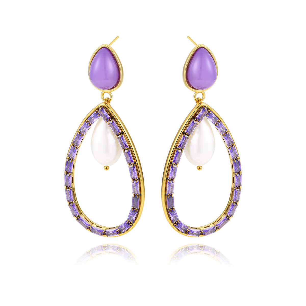 Exaggerated Zircon Hollow Drop Earrings - European & American Style 18K Gold Plated Statement Earrings - High-End Luxury Dangles for Women