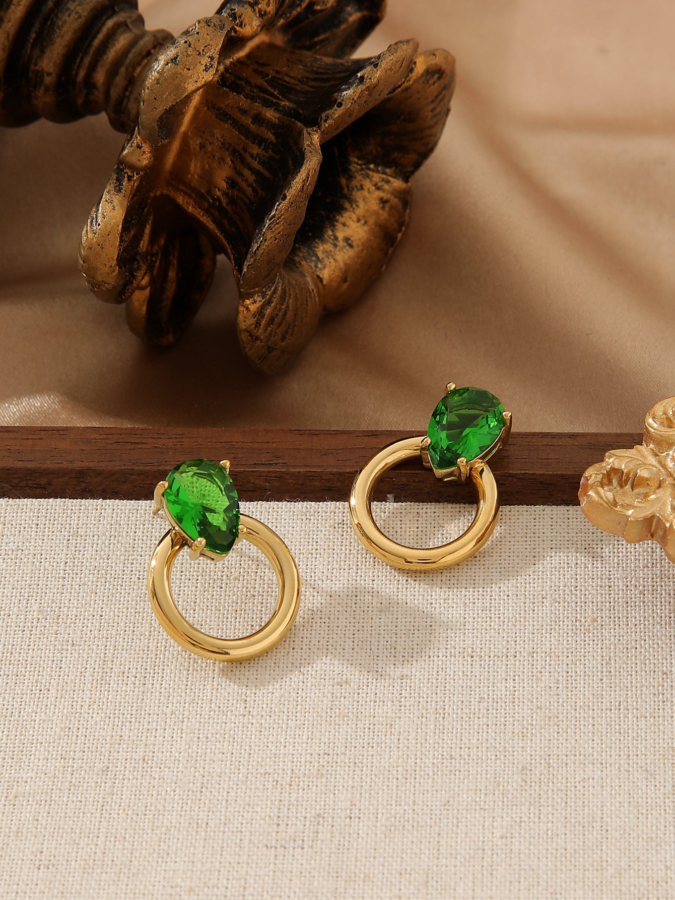 Colorful Zircon Water Drop Earrings - 18K Gold Plated Titanium Steel - Elegant OL Style Chic Teardrop Studs - Tarnish-Proof Luxury Jewelry